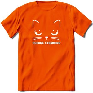 Huidige Stemming - Katten T-Shirt Kleding Cadeau | Dames - Heren - Unisex | Kat / Dieren shirt | Grappig Verjaardag kado | Tshirt Met Print | - Oranje - 3XL