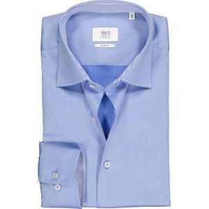 ETERNA 1863 slim fit premium overhemd - 2-ply twill heren overhemd - blauw (contrast) - Strijkvrij - Boordmaat: 44