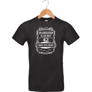 Zo goed met - 42 jaar - T-Shirt Classic - 100% katoen - leeftijd - geboortejaar - verjaardag en feest - cadeau - kado - unisex - zwart - maat L