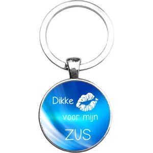 Sleutelhanger Glas - Dikke Kus Voor Mijn Zus