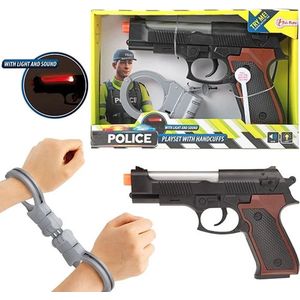 POLICE Politie pistool met Licht en Geluid + handboeien & sleuteltjes