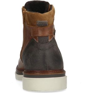 Manfield - Heren - Bruine leren veterboots - Maat 42