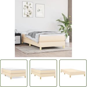 The Living Store Boxspringframe - Crème - 203 x 100 x 25 cm - Stof (100% polyester) - Multiplex