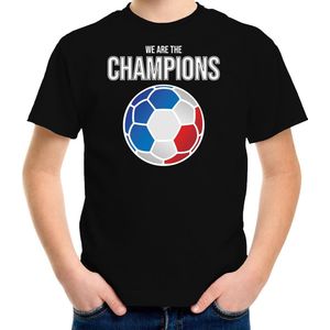 Frankrijk EK/ WK supporter t-shirt we are the champions met Franse voetbal zwart kinderen 146/152