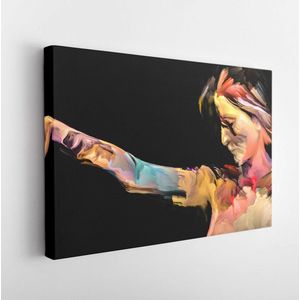 People of Color series. Abstract multicolor portrait of young woman on subject of creativity, imagination and art.  - Modern Art Canvas - Horizontal - 1693721986 - 50*40 Horizontal