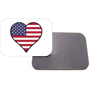 Magneet Met Opdruk | 5x7 cm | Geschenk | Koelkastmagneet | Hart Vlag Amerika
