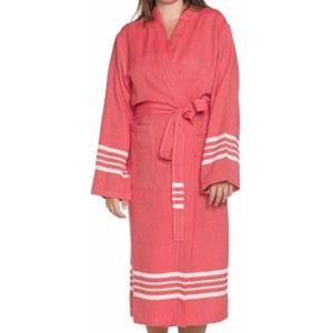 Hamam Badjas Krem Sultan Red - S - unisex - hotelkwaliteit - sauna badjas - luxe badjas - dunne zomer badjas - ochtendjas