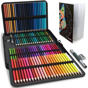 NAPI 120 Professionele Kleurpotloden in Luxe Map - Incl. Mandala Kleurboek voor Volwassenen en Kinderen - Tekenset op Oliebasis - Set van 120 Potloden incl. Accessoires