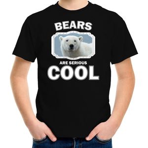 Dieren ijsberen t-shirt zwart kinderen - bears are serious cool shirt  jongens/ meisjes - cadeau shirt witte ijsbeer/ ijsberen liefhebber - kinderkleding / kleding 158/164