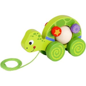 Tooky Toy Trekfiguur Schildpad Junior 17 Cm Hout Groen