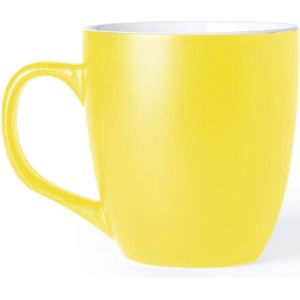 Koffie Drinkbeker/mok - geel - 440 ml - Keramiek - Koffie mokken/bekers voor onbijt en lunch