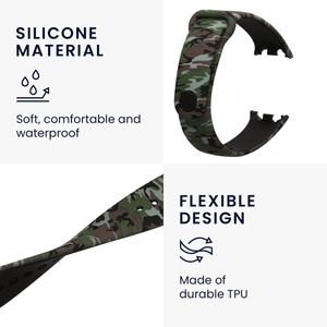 kwmobile TPU Silicone Strap Compatible with Xiaomi Mi Band 8 / Mi Band 9 - Tracker Band - camouflage Black / Light Green / Dark Green