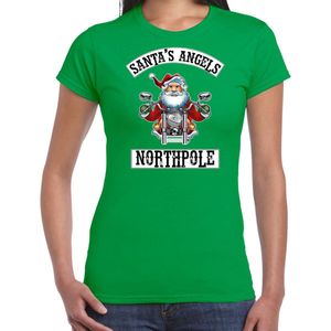 Fout Kerstshirt / Kerst t-shirt Santas angels Northpole groen voor dames - Kerstkleding / Christmas outfit S