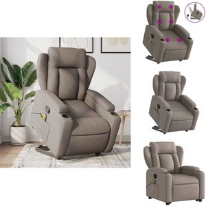 vidaXL Sta-op-massagefauteuil - Sta-op-massagefauteuils - Sta-op Fauteuil - Sta-op- En Ligstoel Verstelbaar - Sta-op-massagestoel verstelbaar stof taupe