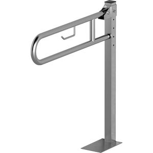 Toiletbeugel RVS op vloerstatief 60 cm met toiletrolhouder - Toiletsteun, vloerbeugel - Luxe geborstelde afwerking