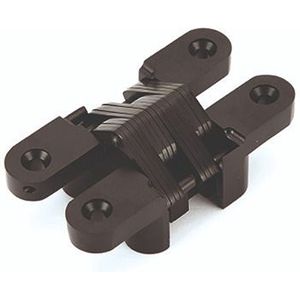Onzichtbaar meubelscharnier - 70x16mm - Draagvermogen 15kg - Zwart verzinkt - Deurdikte 25-35mm