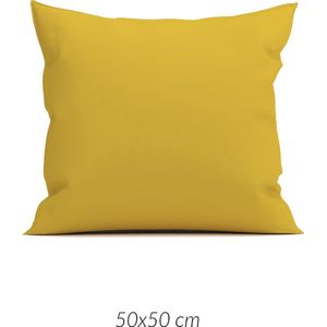 ZO! Home Satinado 2-pack katoen/satijn sierkussenhoezen geel - 50x50 - luxe uitstraling - zijdezacht