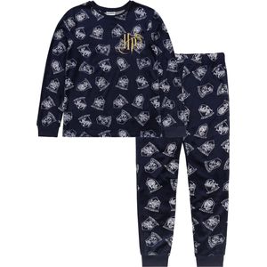 Harry Potter - Velours pyjama voor jongens met lange mouwen, marineblauw / 110-116