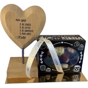 Wooden Heart - Opa - Bonbons - Lint: Speciaal voor jou - Cadeauverpakking