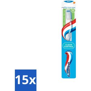 Aquafresh - Tandenborstel - Clean Control - Soft - Zachte Reiniging - 1 Tandenborstel - Bulkverpakking - 15 stuks