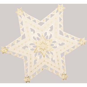 Tafelkleed - Kerst ster - Modern - Ecru en Goud - Ster 40 cm