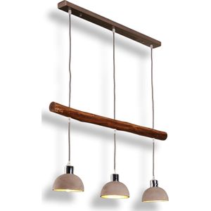 Belanian.nl -  Rustiek  hanglamp mat nikkel, licht hout, 3 lichts,Loft hanglamp, modern, retro hanglamp, E27 fitting , Eetkamer hanglamp,keuken hanglamp,slaapkamer, hanglamp ,woonkamer hanglamp