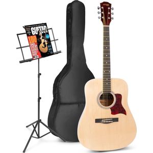 Akoestische gitaar voor beginners - MAX SoloJam Western gitaar - Incl. muziekstandaard, gitaar stemapparaat, gitaartas en 2x plectrum - Hout