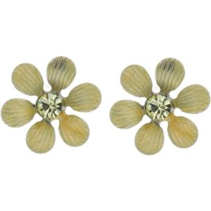 Behave – Oorstekers – Bloemvorm – Gele blaadjes & gele steen