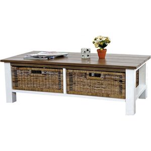 Cosmo Casa Salontafel - Bijzettafel - Houten - 2 Manden - 38x112x52cm