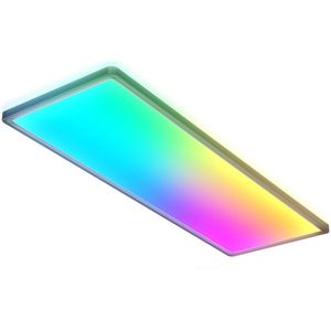 B.K.Licht - RGB LED Plafonniére  - zwart - dimbaar - met indirecte licht - met afstandsbediening - l: 58cm