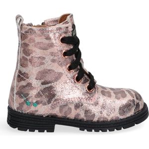 BunniesJR Thijs Trots Meisjes Biker Boots - Roze/Print - Leer - Veters