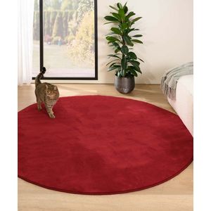 Rond zacht vloerkleed - Plush rood 160 cm rond