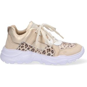 Braqeez 421304-513 Meisjes Lage Sneakers - Goud/Print - Leer - Veters