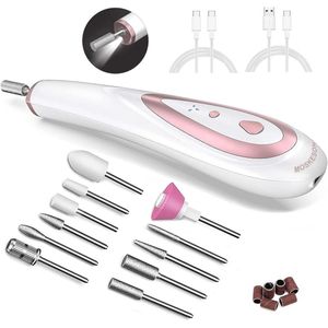 Professionele Draadloze Elektrische Nagelvijl voor Manicure en Pedicure - 11 Opzetstukken, LED-Licht en Draagbare Ontwerp