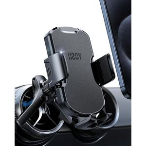 Ronde ventilatierooster in de auto voor Mercedes Benz Audi BMW Mini Cooper - 360° draaibare metalen haak - super stabiel lederen ontwerp