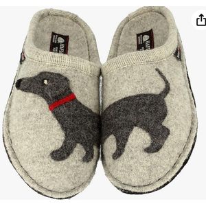 Teckel - hond - sloffen - pantoffels - grijs - slippers - teckel - teckelprint - maat 38
