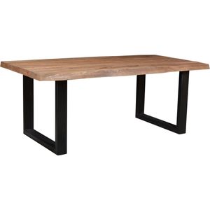 Omerta - Eettafel - rechthoekig - boomstam - 200cm - mango - naturel - stalen U-poot - zwart gecoat