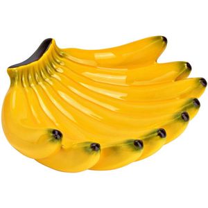 Fruitschaal bananen - keramiek - geel - 23 x 7 x 19 cm - decoratieve schalen - bananenschaal