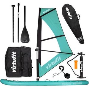 Virtufit Supboard Surfer 305 - Turquoise - Stand Up Paddle Board - Opblaasbaar - Inclusief windzeil, draagtas en accessoires - Voor beginners en gevorderden - Met GoPro mount - Verstelbare peddel - Max. 180 kg