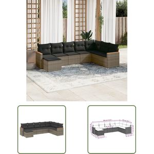 The Living Store Loungeset Tuinmeubelen Hoge Rugleuning Grijs 110 kg - PE Rattan - Gepoedercoat Staal