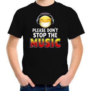 Funny emoticon t-shirt Please dont stop the music zwart voor kids - Fun / cadeau shirt 134/140