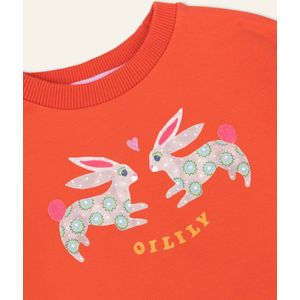 Hadriana sweater 19 Solid with artwork Rabbits Red: 110/5yr