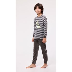 Pyjama Jongens Woody Strepen Top Konijn Velours - Grijs