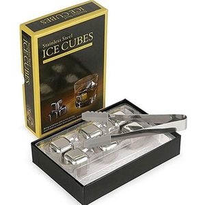 TDR- Luxe whiskey set+6 Whiskey stones + Tang+opbergdoos-Herbruikbare -roestvrij-silver