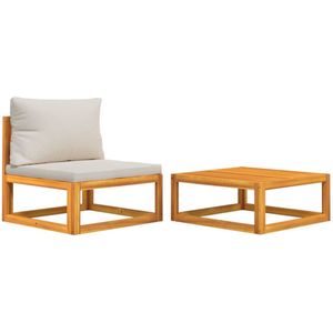 vidaXL Loungeset 2-delig Acaciahout met Kussens Loungebank - Tuinset - Acacia Hout - Buitendecoratie - Lounge Set