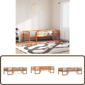 vidaXL Kinderbedframe massief grenenhout wasbruin 90x190 cm