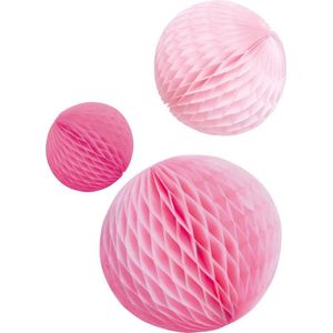 Amscan Feestdecoratie Honeycombs 14/18/22 Cm Roze 3 Stuks