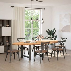 vidaXL Eettafel 280x120 cm Ovaal Massief Eiken Eetkamertafel - Eikenhouten Tafel - Ronde Tafel - Ovale Tafel - Salontafel