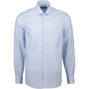 Ledub modern fit overhemd - popeline - lichtblauw met wit mini dessin - Strijkvriendelijk - Boordmaat: 38