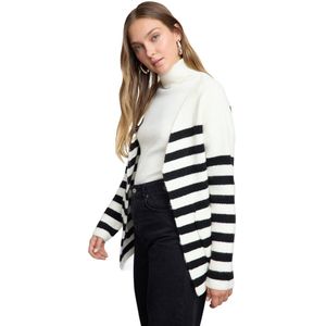 Trendyol Zwarte Brede Patroon Zachte Textuur Gestreepte Brede Patroon Gebreide Cardigan Twoaw25Hi00230